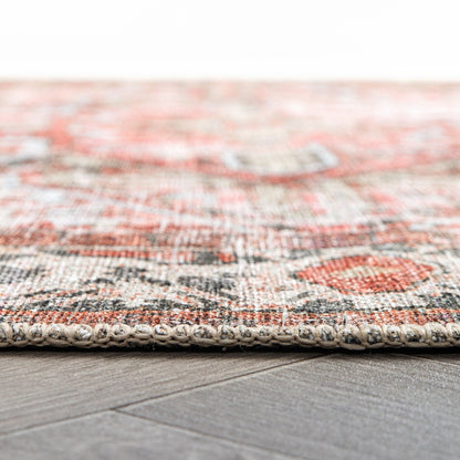 World Rug Gallery Vintage Boho Medallion Machine Washable Non Slip Area Rug