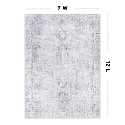 World Rug Gallery Vintage Boho Medallion Machine Washable Non Slip Area Rug