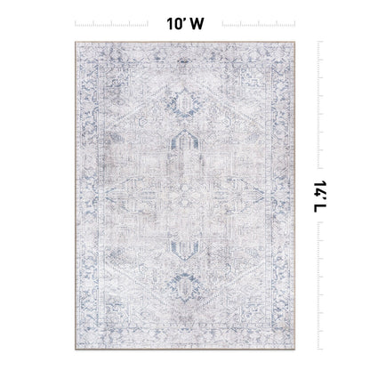 World Rug Gallery Vintage Boho Medallion Machine Washable Non Slip Area Rug