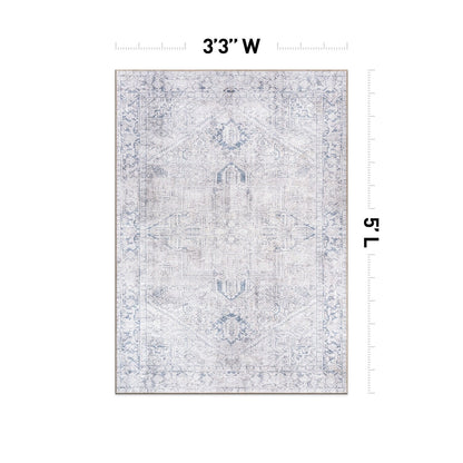 World Rug Gallery Vintage Boho Medallion Machine Washable Non Slip Area Rug