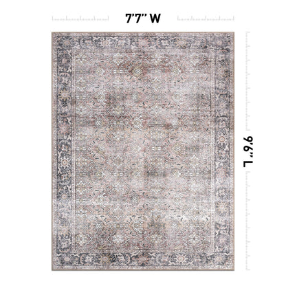 World Rug Gallery Vintage Distressed Machine Washable Non Slip Area Rug