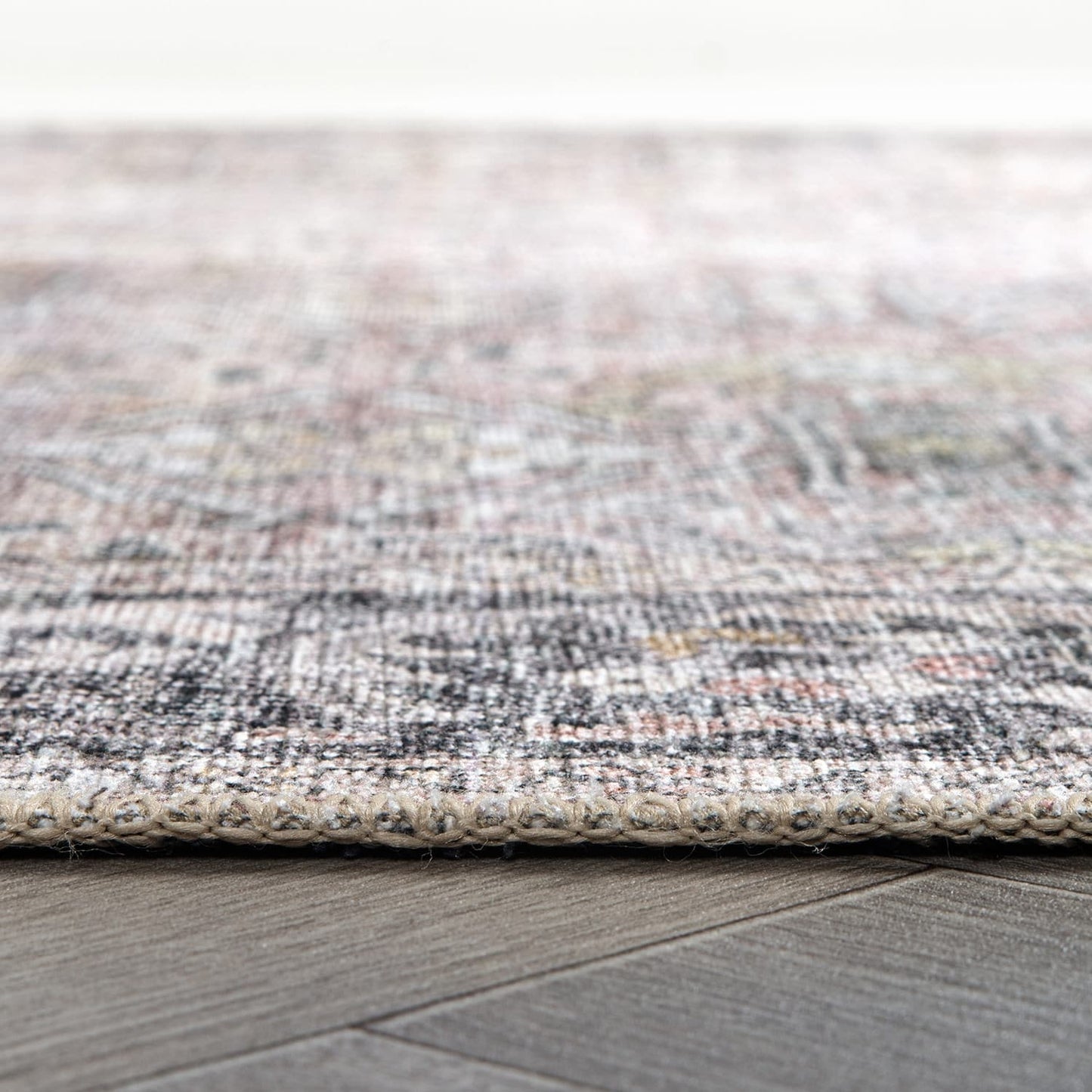 World Rug Gallery Vintage Distressed Machine Washable Non Slip Area Rug
