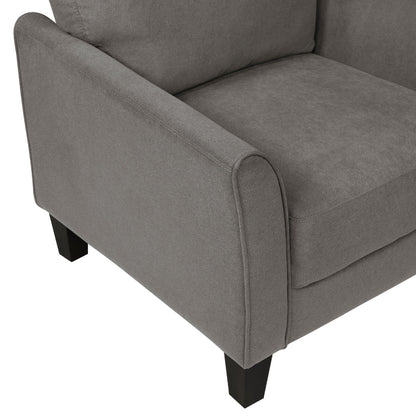 Xumo Sofa, Taupe Gray Fabric, 79 Inch, Black Tapered Wood Legs