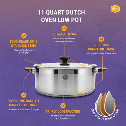 YBM Home Professional Chef's Suppentopf aus Edelstahl 18/10, induktionsgeeignet