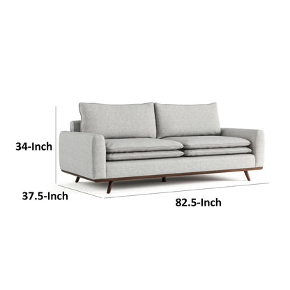 Yaana Sofa with Feather Blend Pillows, Dark Brown Wood, Gray 83 Inch
