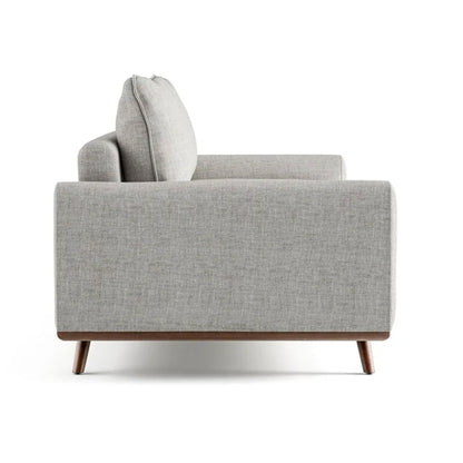 Yaana Sofa with Feather Blend Pillows, Dark Brown Wood, Gray 83 Inch