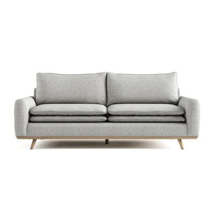 Yaana Sofa, Feather Blend Pillow, Oak Brown Wood, Gray Fabric 83 Inch