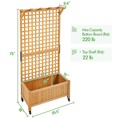 Yaheetech 72H Hochbeet aus Holz mit Spalier, freistehender Pflanzkasten für Garten und Hof