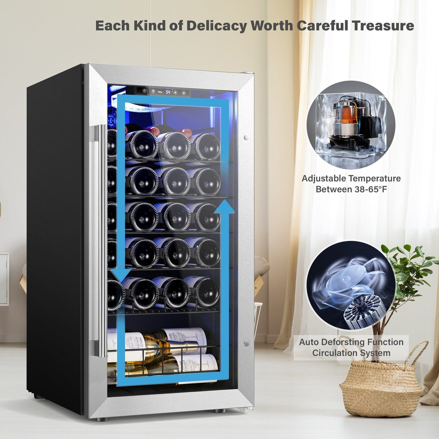 Yeego 17 Zoll Einzelzone 27-Flaschen freistehender Weinkühler Mini-Kühlschrank - 16,9 Zoll