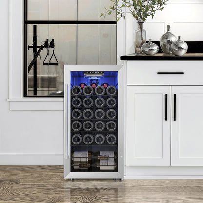Yeego 17 Zoll Einzelzone 27-Flaschen freistehender Weinkühler Mini-Kühlschrank - 16,9 Zoll