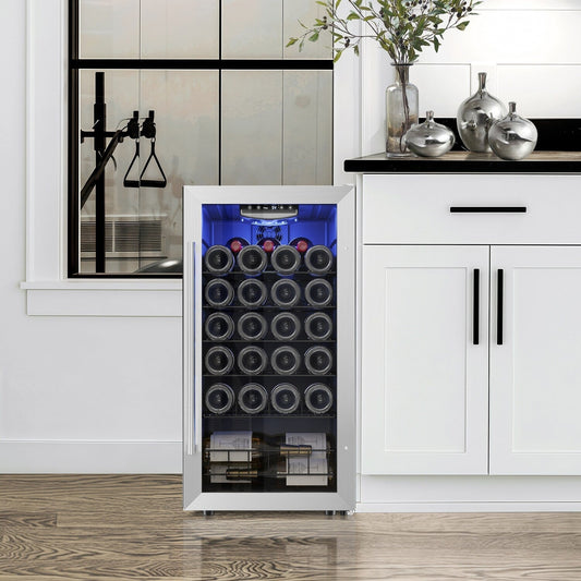 Yeego 17 Zoll Einzelzone 27-Flaschen freistehender Weinkühler Mini-Kühlschrank - 16,9 Zoll