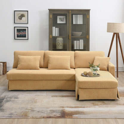 Yellow 87 L-förmiges 3-Sitzer-Sofa mit wendbarer Chaiselongue und 3 Kissen, platzsparendes Design für das Wohnzimmer