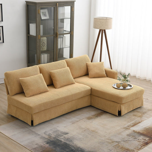 Yellow 87 L-förmiges 3-Sitzer-Sofa mit wendbarer Chaiselongue und 3 Kissen, platzsparendes Design für das Wohnzimmer