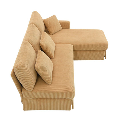 Yellow 87 L-förmiges 3-Sitzer-Sofa mit wendbarer Chaiselongue und 3 Kissen, platzsparendes Design für das Wohnzimmer