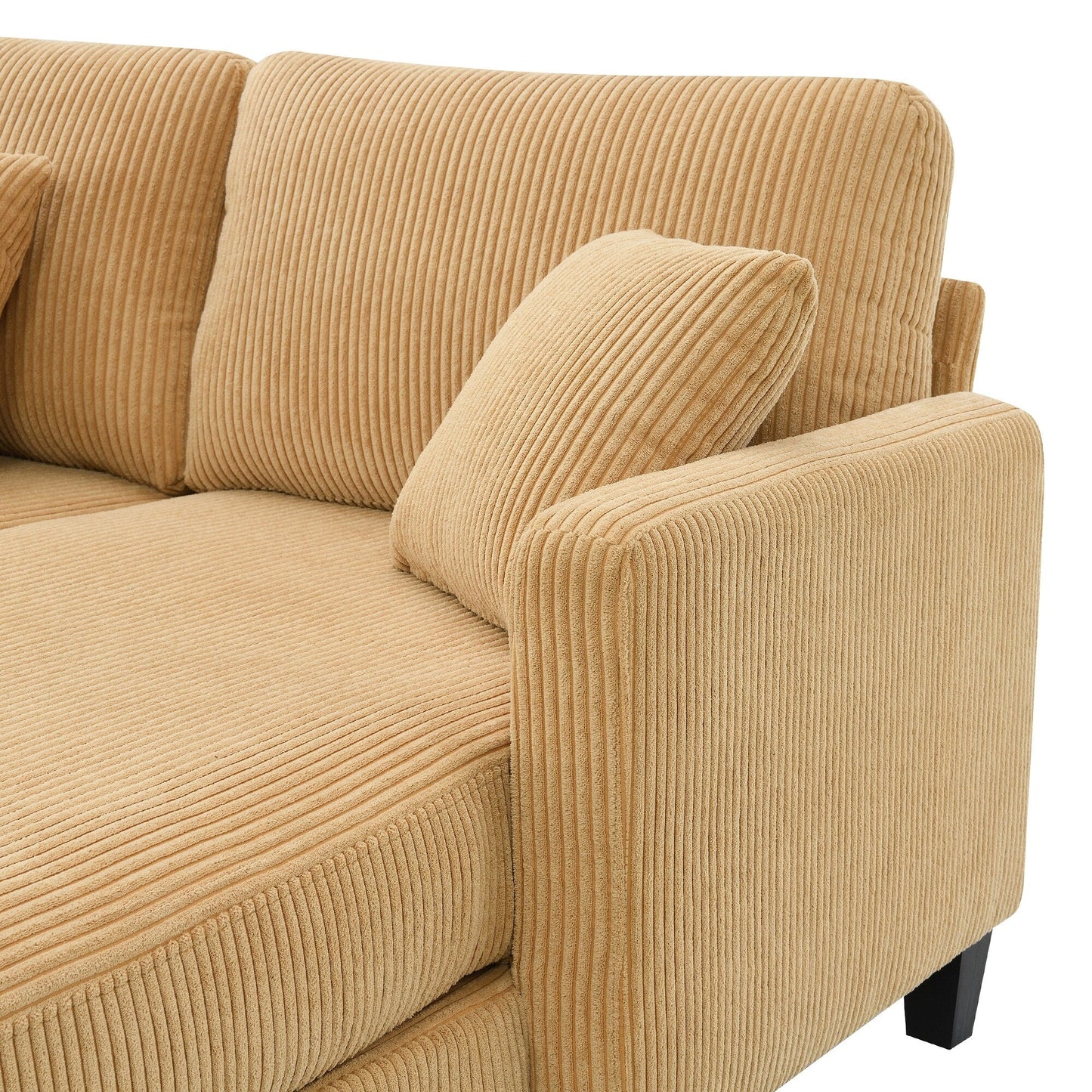 Yellow 87 L-förmiges 3-Sitzer-Sofa mit wendbarer Chaiselongue und 3 Kissen, platzsparendes Design für das Wohnzimmer