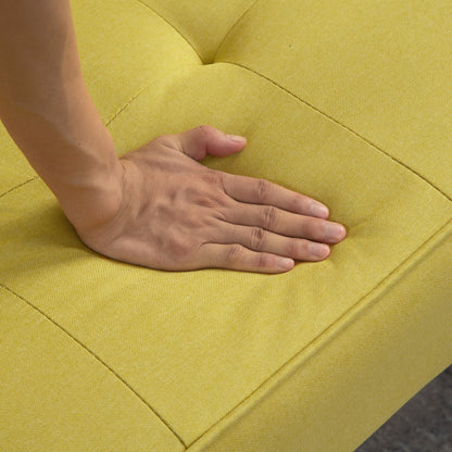 Yellow Convertible 3-seater Futon Sofa Bed with Wood Legs