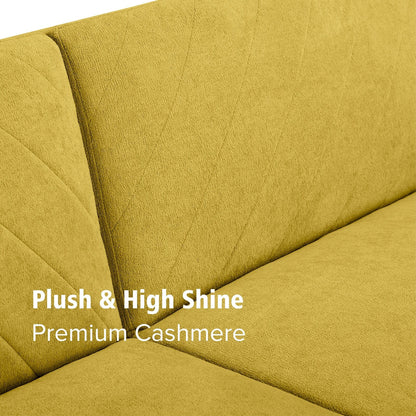 Yellow Snowflake Velvet Futon Sofa Bed