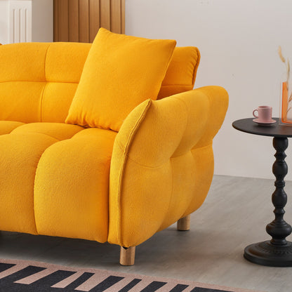 Yellow Teddy Upholstered 3-seater Sofa with Matching Pillows
