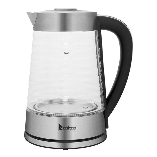 ZOKOP 0,58 Gallonen 1200 W Wasserkocher aus Borosilikatglas mit elektronischem Griff