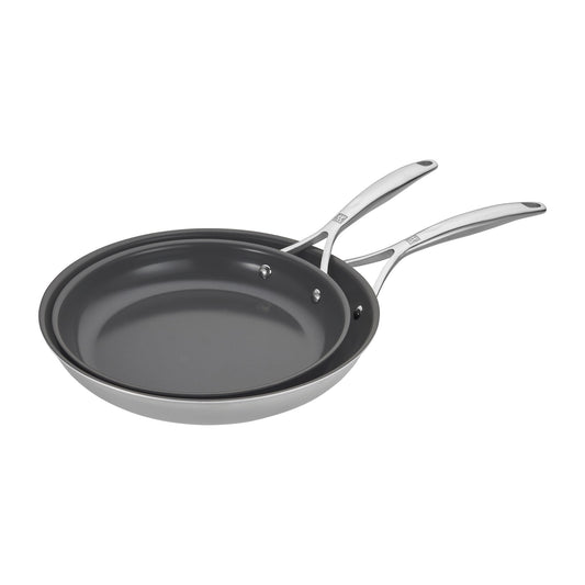 ZWILLING Energy Plus 2-teiliges Bratpfannenset aus Edelstahl mit Keramik-Antihaftbeschichtung, 10 Zoll und 12 Zoll