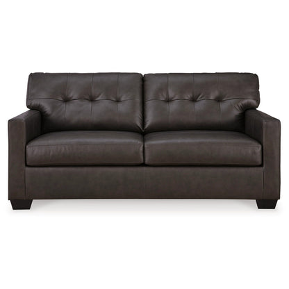 Zada Full Size Sofa Sleeper, Dark Brown Faux and Real Leather, 74 Inch