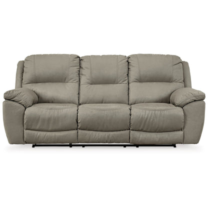 Zane Manual Recliner Sofa with Zero Wall, Gray Faux Suede 93 Inch