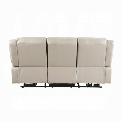 Zuru Power Reclining Sofa, 78 Inch, Pillowed Arms, Beige Faux Leather