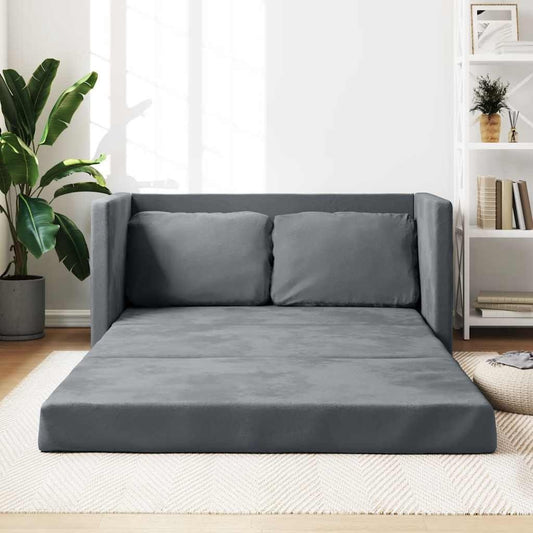 vidaXL Floor Sofa Bed Dark Grey Velvet Compact - 48.0 x 48.0 x 21.7
