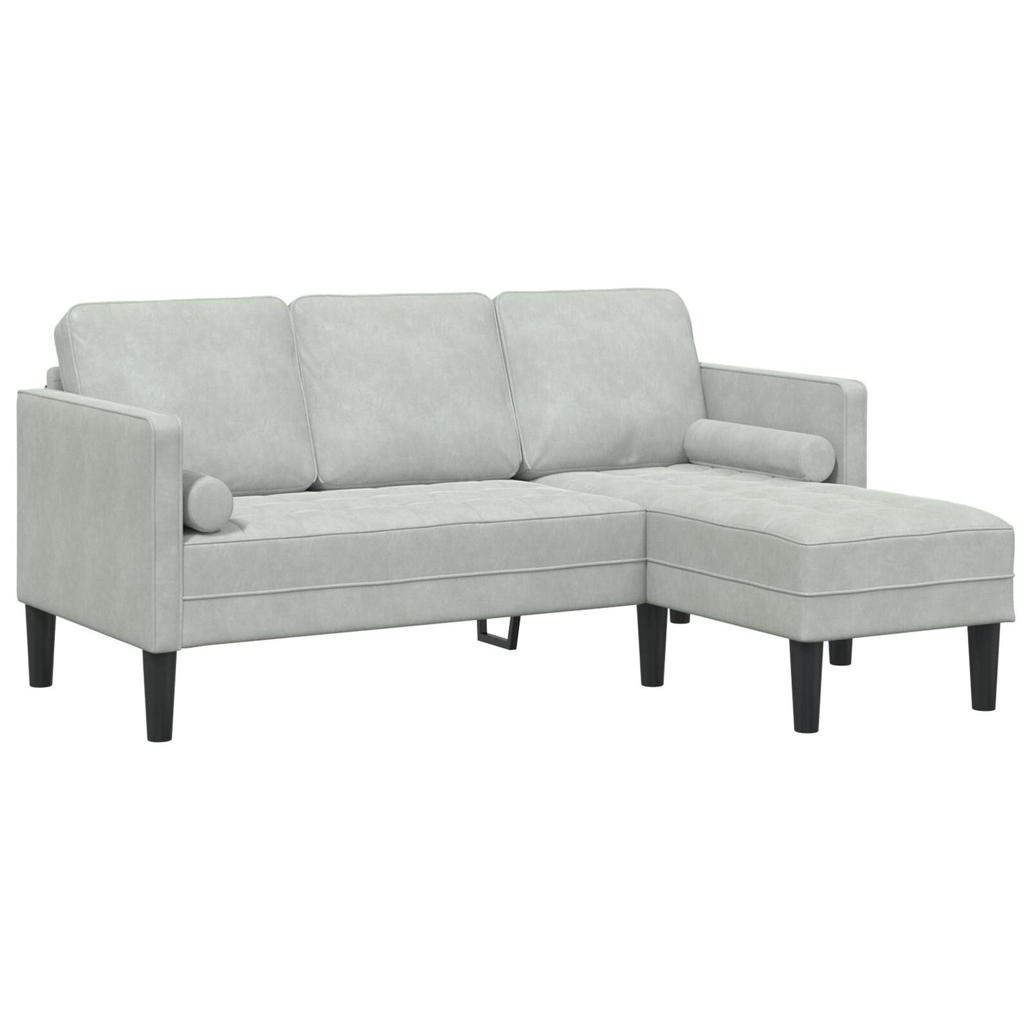 vidaXL Garden Sofa L-Shaped Black/Dark Grey/Light Grey Velvet - 68.1 x 51.6 x 26.4