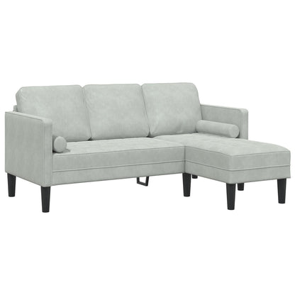vidaXL Garden Sofa L-Shaped Black/Dark Grey/Light Grey Velvet - 68.1 x 51.6 x 26.4