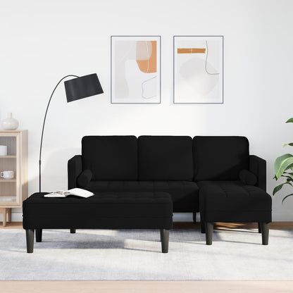 vidaXL Garden Sofa L-Shaped Black/Dark Grey/Light Grey Velvet - 68.1 x 51.6 x 26.4