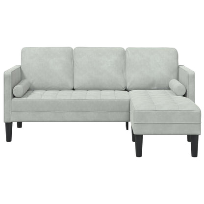 vidaXL Garden Sofa L-Shaped Black/Dark Grey/Light Grey Velvet - 68.1 x 51.6 x 26.4