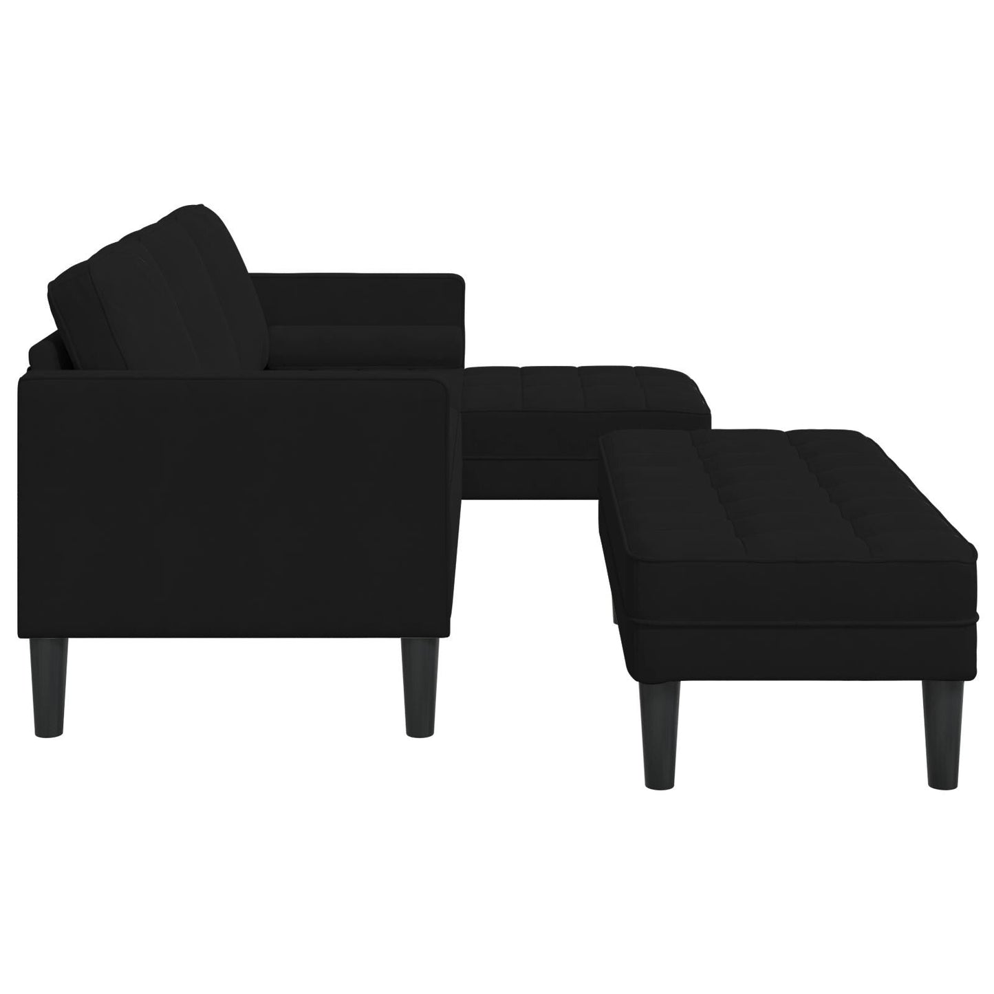 vidaXL Garden Sofa L-Shaped Black/Dark Grey/Light Grey Velvet - 68.1 x 51.6 x 26.4