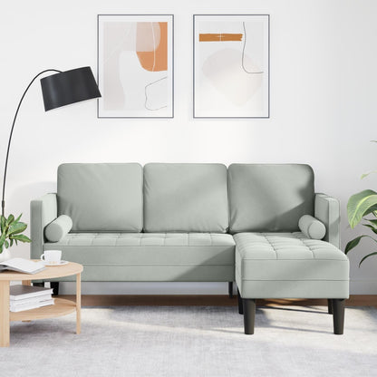 vidaXL Garden Sofa L-Shaped Black/Dark Grey/Light Grey Velvet - 68.1 x 51.6 x 26.4
