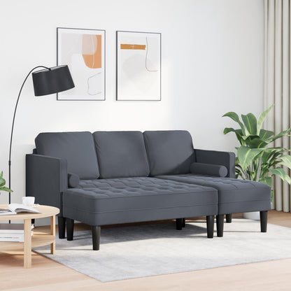 vidaXL Garden Sofa L-Shaped Black/Dark Grey/Light Grey Velvet - 68.1 x 51.6 x 26.4