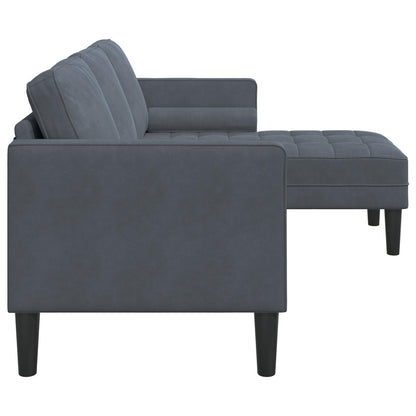 vidaXL Garden Sofa L-Shaped Black/Dark Grey/Light Grey Velvet - 68.1 x 51.6 x 26.4