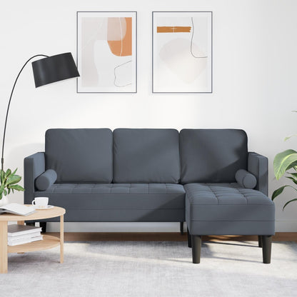 vidaXL Garden Sofa L-Shaped Black/Dark Grey/Light Grey Velvet - 68.1 x 51.6 x 26.4