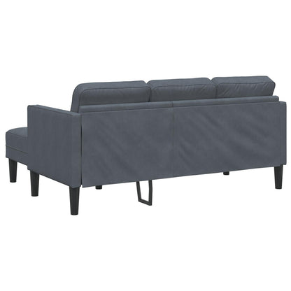 vidaXL Garden Sofa L-Shaped Black/Dark Grey/Light Grey Velvet - 68.1 x 51.6 x 26.4