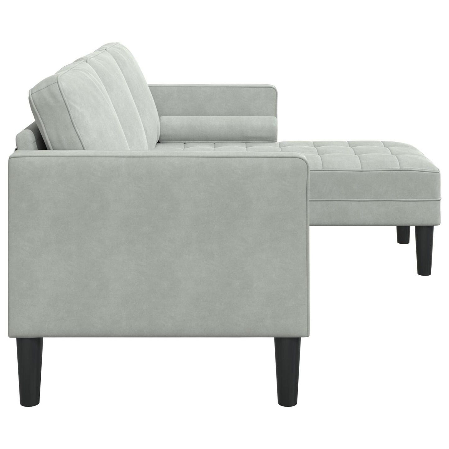 vidaXL Garden Sofa L-Shaped Black/Dark Grey/Light Grey Velvet - 68.1 x 51.6 x 26.4