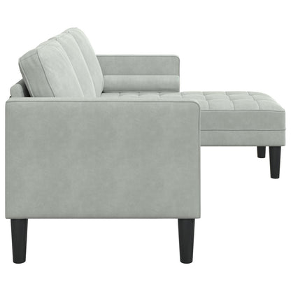 vidaXL Garden Sofa L-Shaped Black/Dark Grey/Light Grey Velvet - 68.1 x 51.6 x 26.4