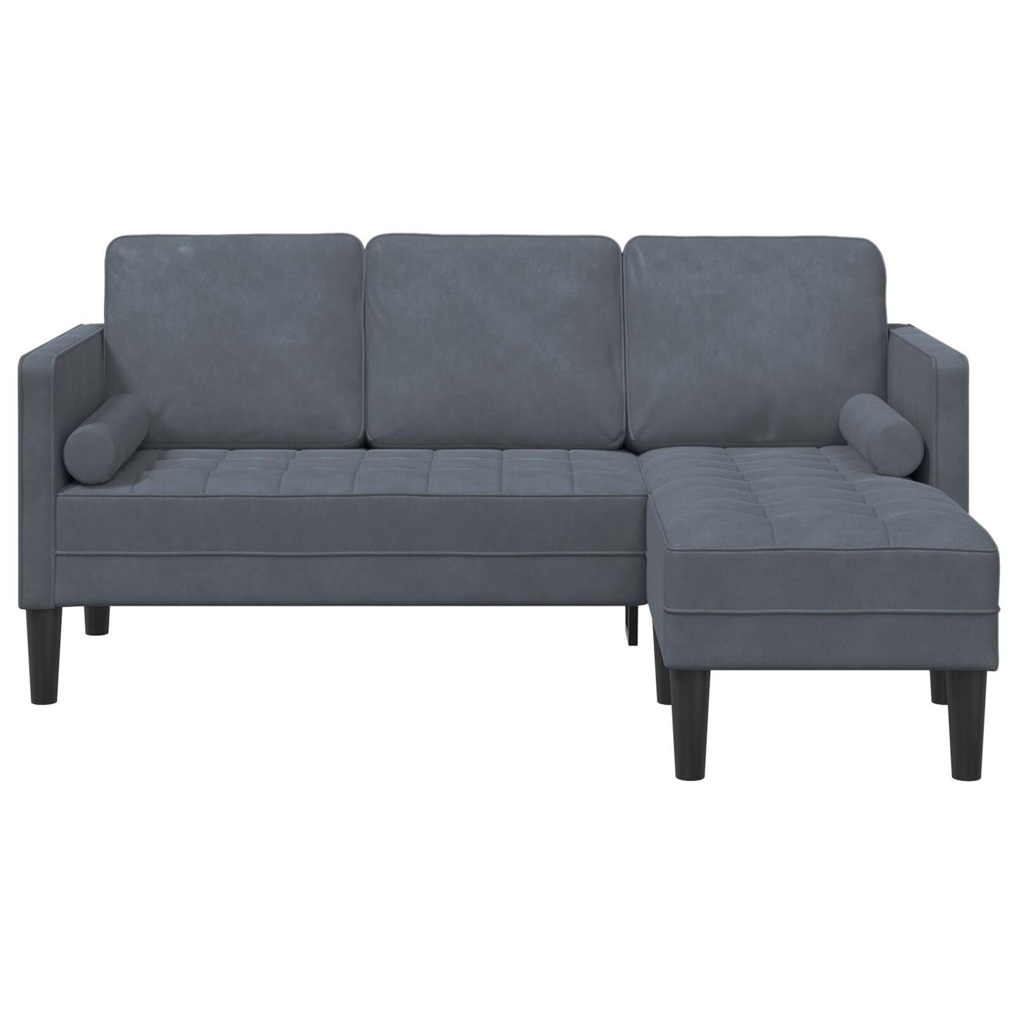 vidaXL Garden Sofa L-Shaped Black/Dark Grey/Light Grey Velvet - 68.1 x 51.6 x 26.4