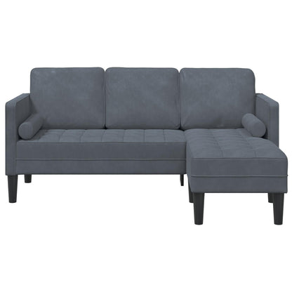 vidaXL Garden Sofa L-Shaped Black/Dark Grey/Light Grey Velvet - 68.1 x 51.6 x 26.4