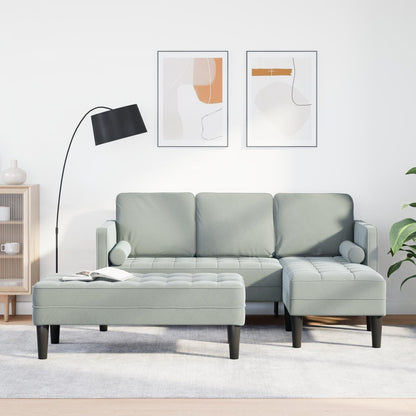 vidaXL Garden Sofa L-Shaped Black/Dark Grey/Light Grey Velvet - 68.1 x 51.6 x 26.4