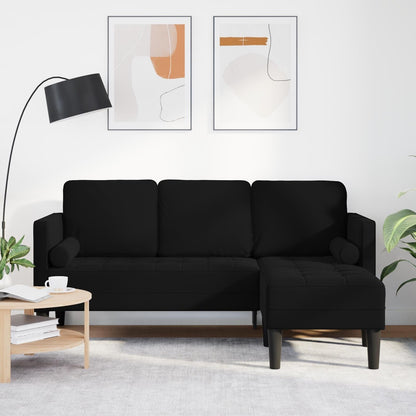vidaXL Garden Sofa L-Shaped Black/Dark Grey/Light Grey Velvet - 68.1 x 51.6 x 26.4
