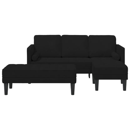 vidaXL Garden Sofa L-Shaped Black/Dark Grey/Light Grey Velvet - 68.1 x 51.6 x 26.4