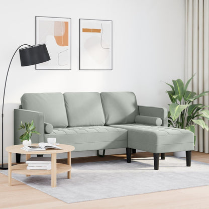 vidaXL Garden Sofa L-Shaped Black/Dark Grey/Light Grey Velvet - 68.1 x 51.6 x 26.4