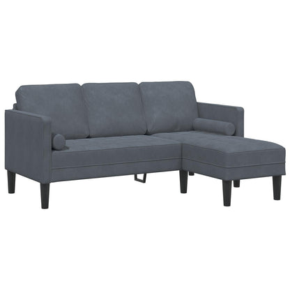 vidaXL Garden Sofa L-Shaped Black/Dark Grey/Light Grey Velvet - 68.1 x 51.6 x 26.4