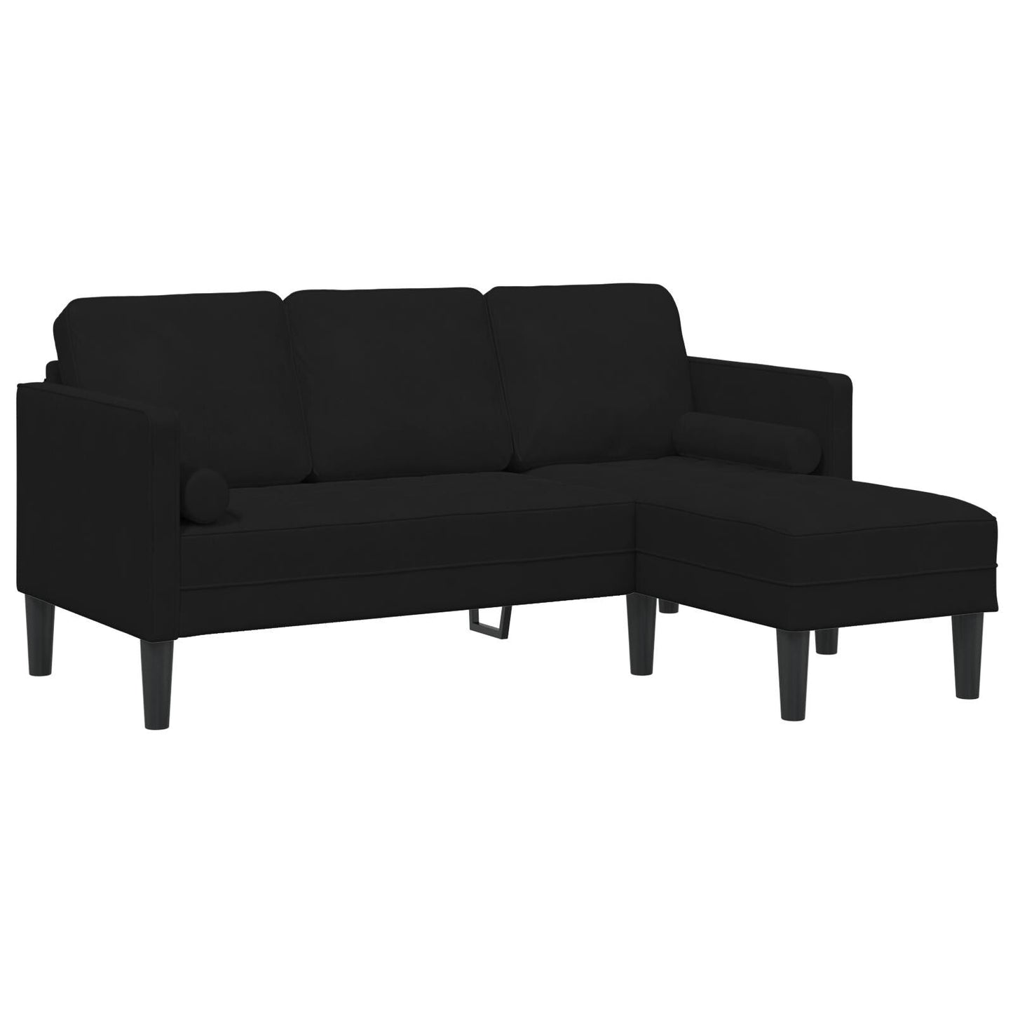vidaXL Garden Sofa L-Shaped Black/Dark Grey/Light Grey Velvet - 68.1 x 51.6 x 26.4