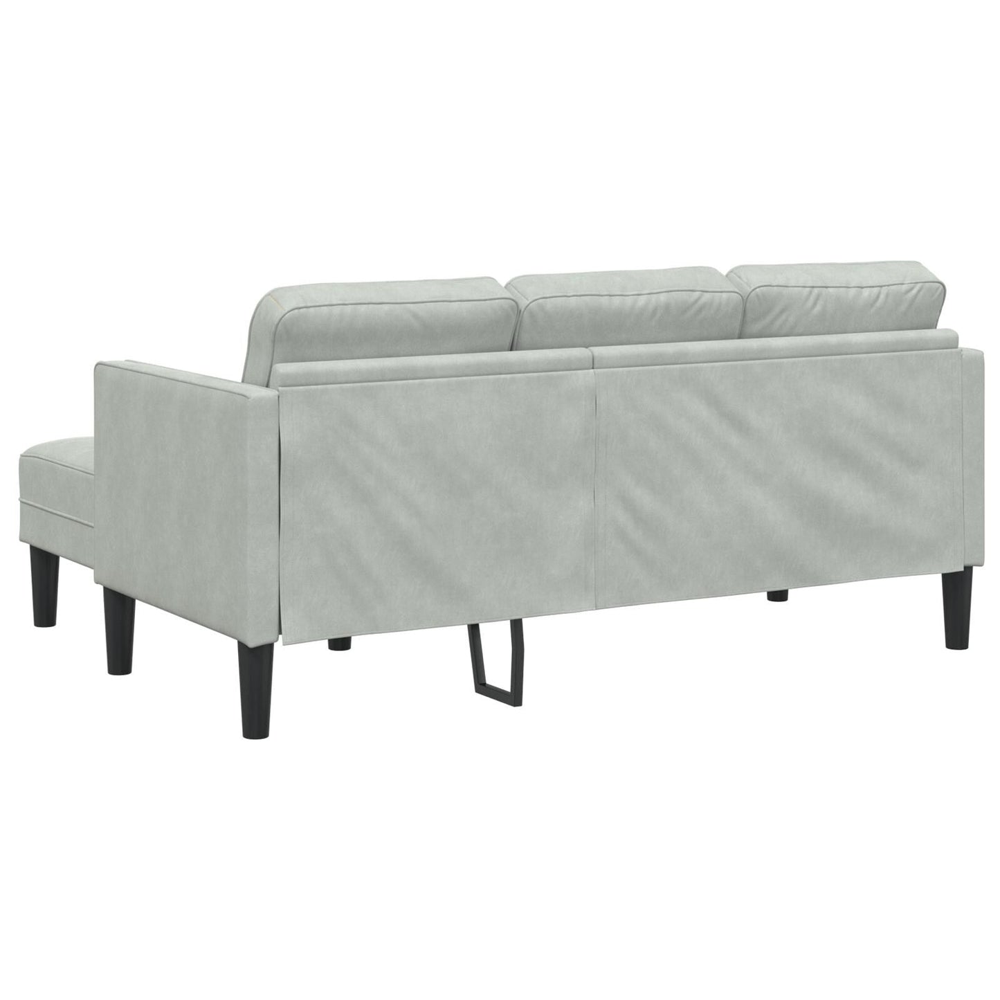 vidaXL Garden Sofa L-Shaped Black/Dark Grey/Light Grey Velvet - 68.1 x 51.6 x 26.4